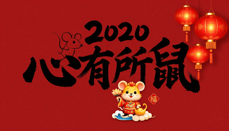 毛笔书法素材：心有所鼠 2020新春贺图