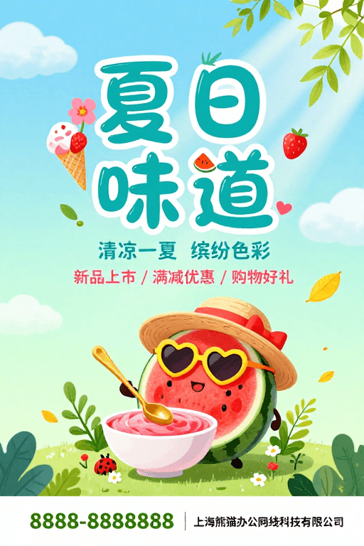 夏季活动素材：清新手绘夏日味海报：童趣促销视觉