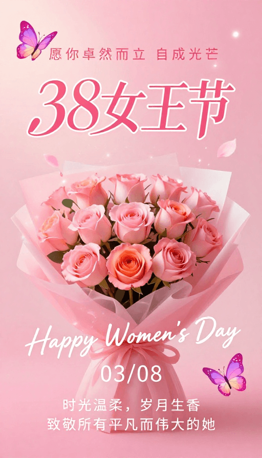 38女王节素材：粉红梦幻光影，致敬38女王节的力量与柔美