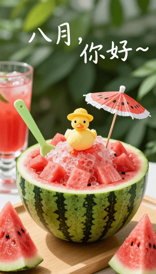 夏日美食素材：夏日清凉：西瓜创意美食艺术