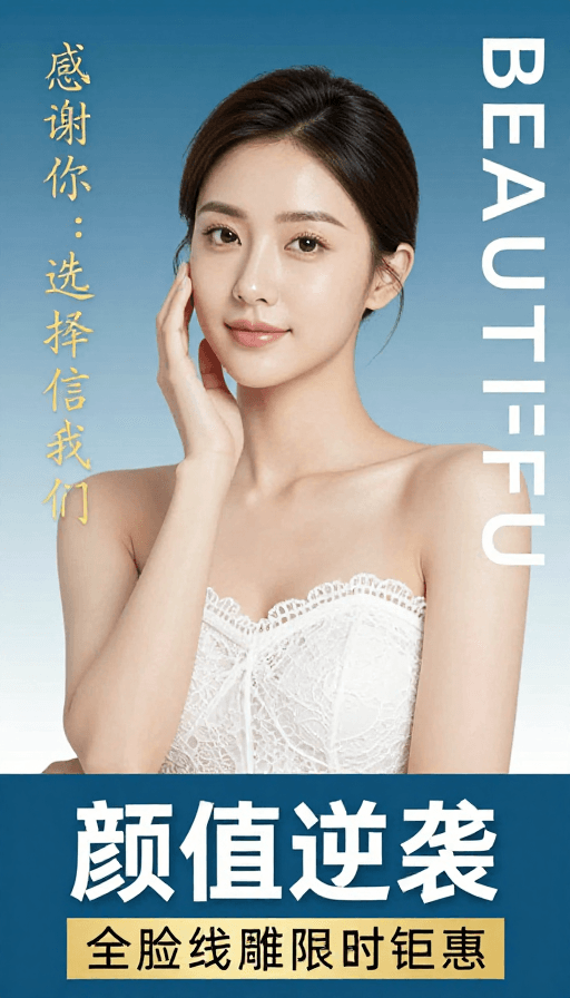 商业人像摄影素材：颜值逆袭：女性医美高端品牌形象海报