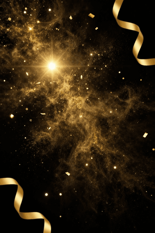 金色粒子素材：宇宙星尘金辉璀璨：梦幻奢华庆典背景