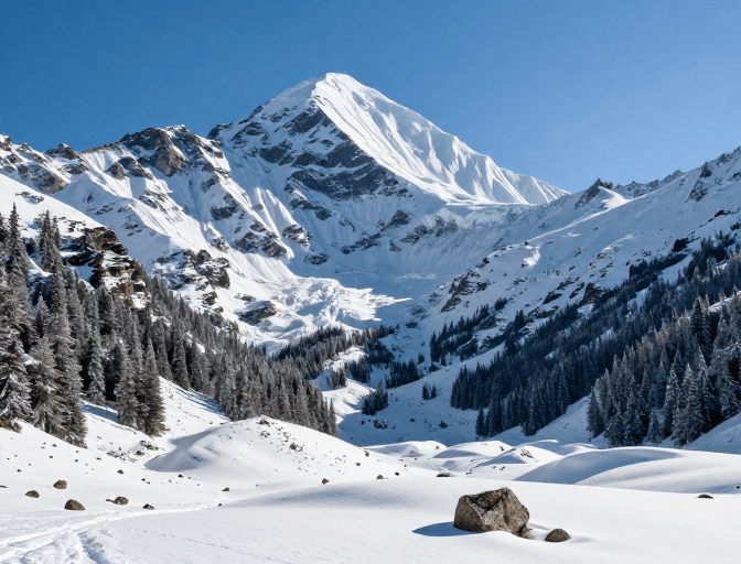 雪山景观素材：雪峰群光影：雪山与冰川的极致自然风光