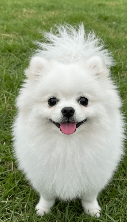 社交头像素材：治愈系纯白博美犬特写｜清新高级质感