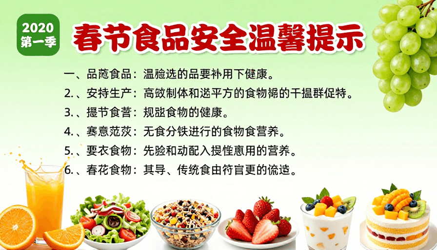政府宣传素材：春节食品安全宣传海报：清新健康饮食指南