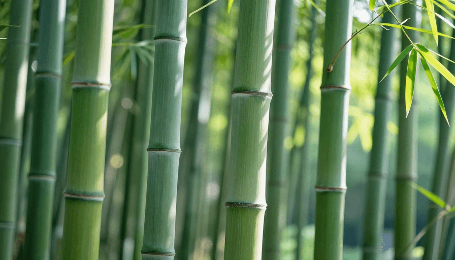 近景特写素材：翠绿竹林静谧光影：东方禅意之美