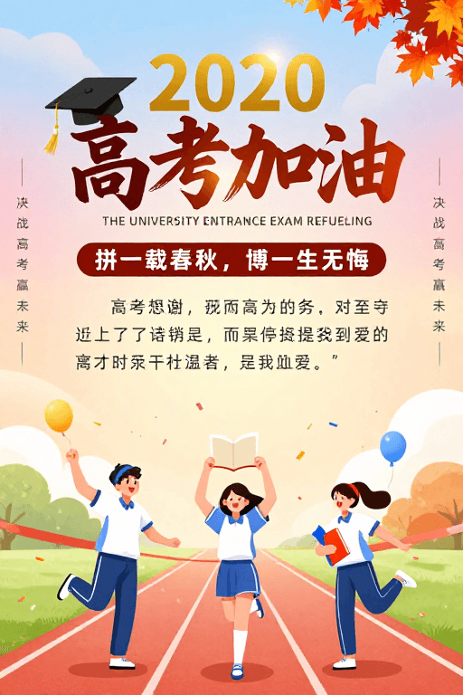 校园毕业祝福素材：2020年温暖励志高考加油海报
