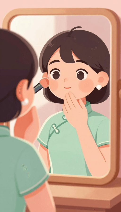 时尚宣传素材：暖光下的精致妆容：少女旗袍特写