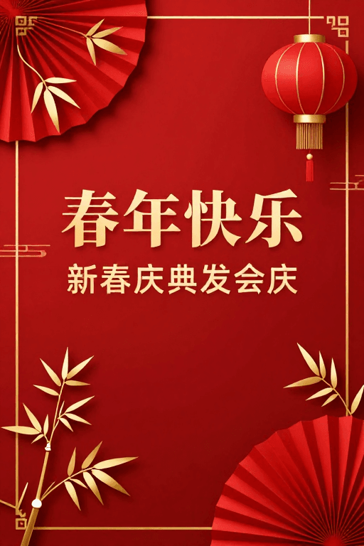 剪纸质感素材：新春佳节庆典海报：传统元素融合金色典雅设计