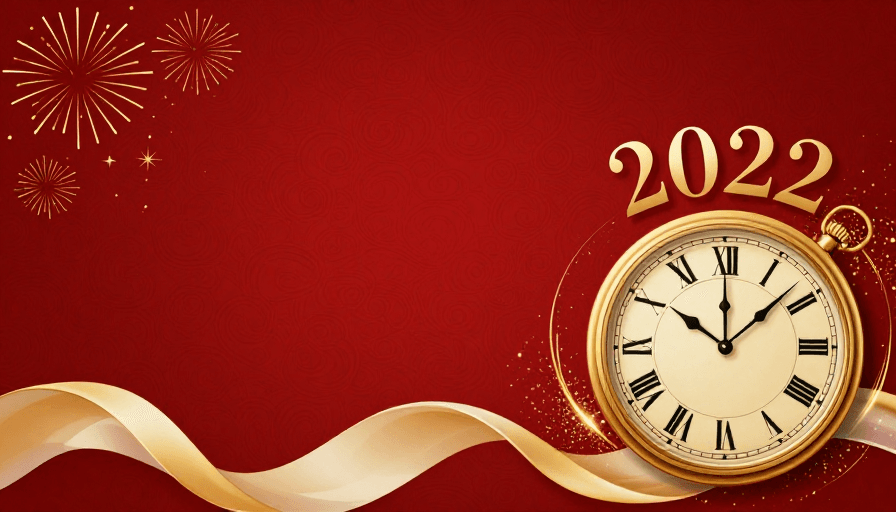 矢量插画素材：2022新年庆典：金色卷草与时光流转的典雅设计
