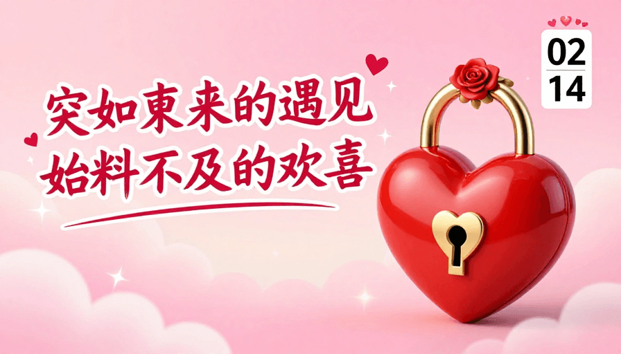 社交媒体配图素材：情人节惊喜：心形锁遇见你的浪漫瞬间