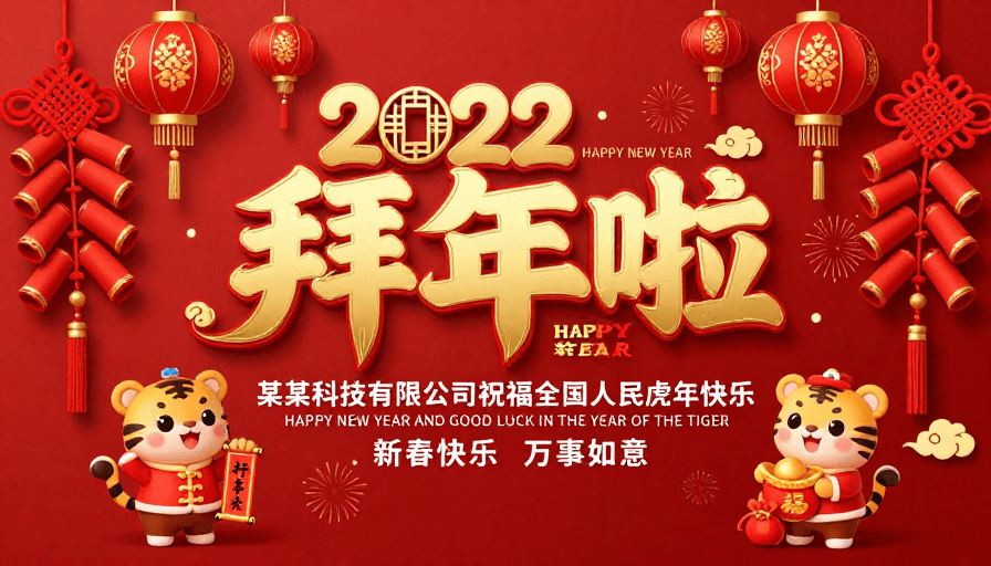 中国红素材：2022新春贺岁·红金喜兆中华风