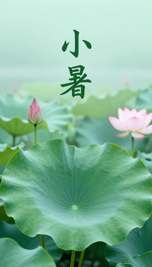 浅景深拍摄素材：小暑清荷意境：水墨禅意自然海报