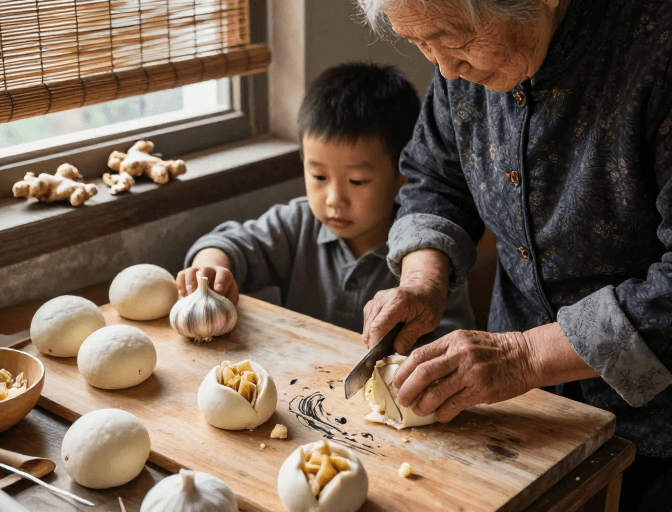 传统文化素材：姜蒜暖身·冬日亲情传承