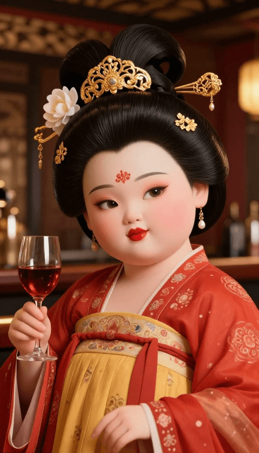 古风超现实素材：3D超现实古风女子酒吧回眸