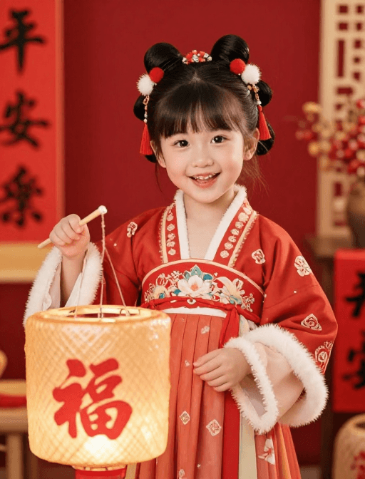萌娃写真素材：红衣萌娃贺新春：中国节氛围感人像写真