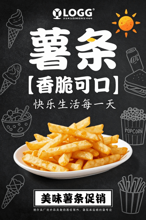 薯条素材：现代简约薯条促销海报设计