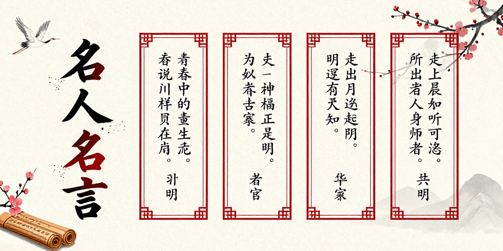 古典美学素材：中国风名人名言海报：古典书法与雅致意境