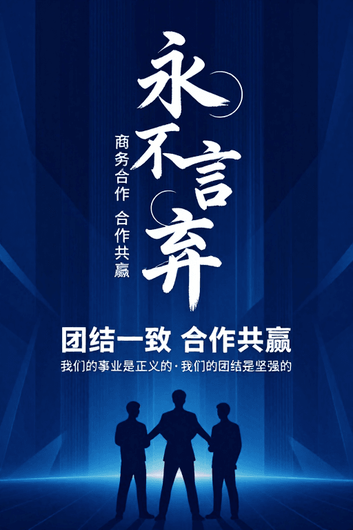 科技融合素材：永不言弃：科技书法融合的企业精神海报