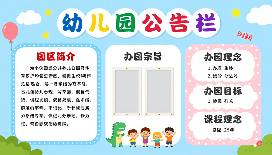 公告栏设计素材：清新童趣的幼儿园公告栏设计