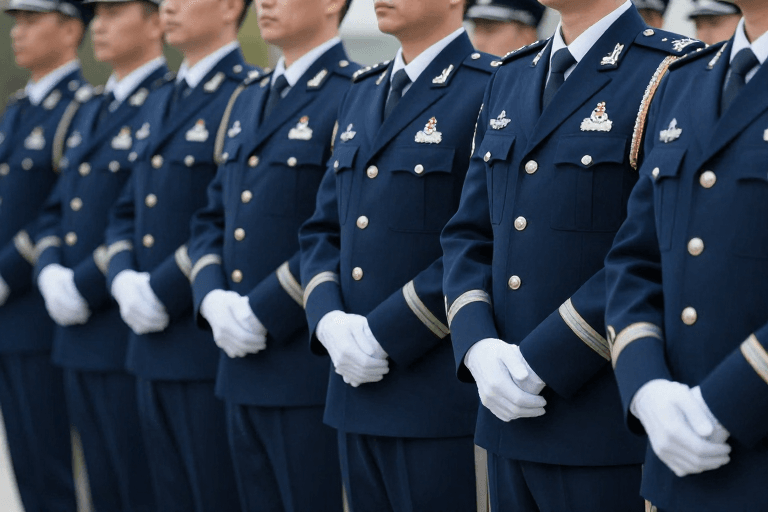 商业品质素材：庄严军列：深蓝色制服下的肃穆时刻
