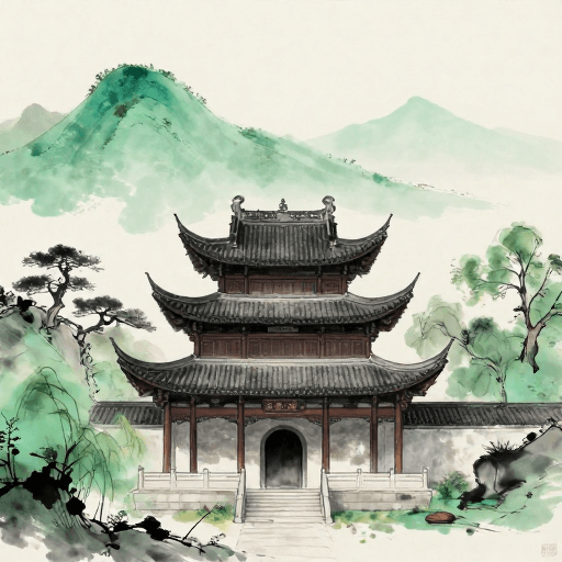 文化宣传素材：国潮水墨风：衢州常山古建筑与山水画卷