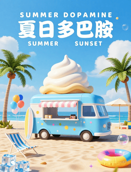 夏日海滩素材：夏日海滨清凉派对：蓝色清新视觉盛宴