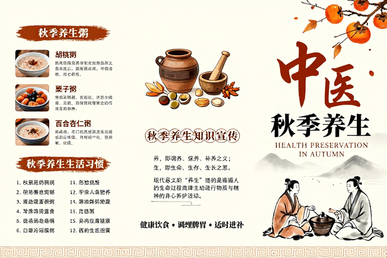 中式设计素材：秋日养生：传统中医智慧与现代生活指南