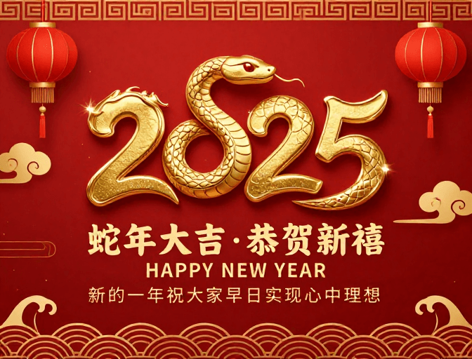 生肖文化素材：蛇年大吉 鎏金中国风新年海报设计