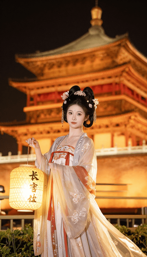 古风素材：大唐盛世：灯火辉煌的长安夜