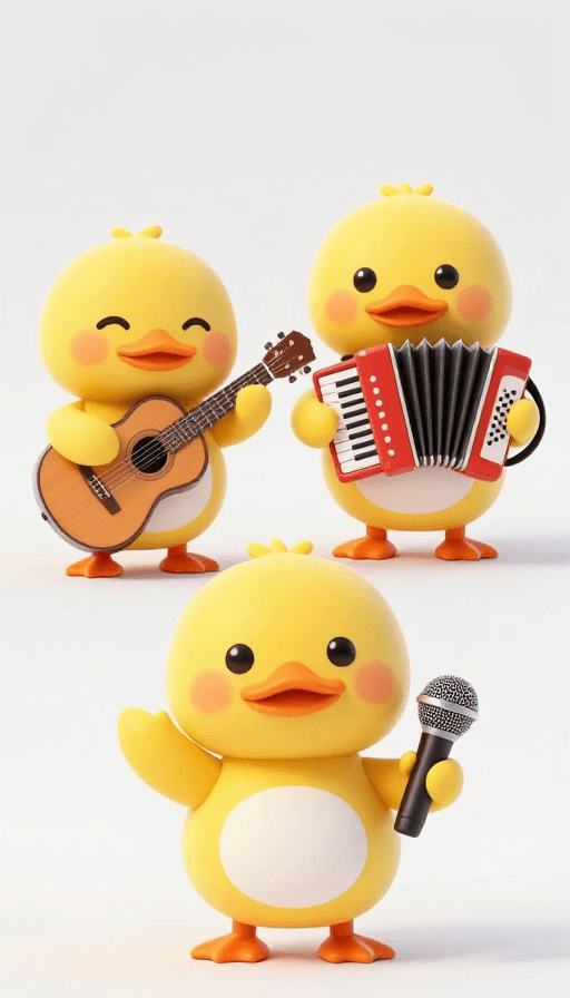 动物音乐会素材：萌趣小鸭开演唱会：3D卡通动画