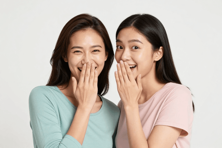 社交头像素材：闺蜜柔光人像：纯白背景下青春笑容定格