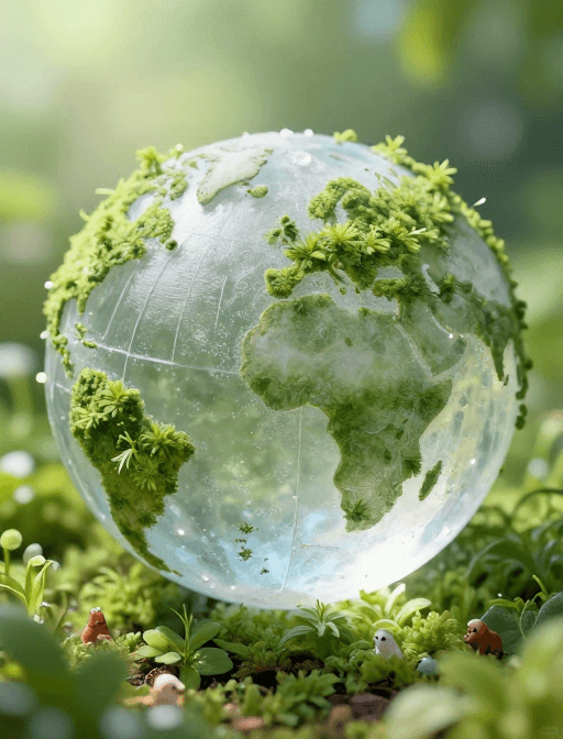 公益素材素材：晶莹水晶地球孕育生命之美：守护家园的视觉诗篇