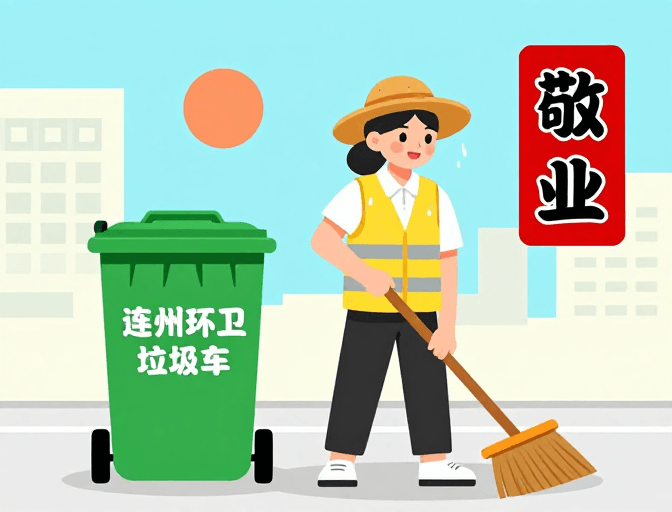 矢量设计素材：清新插画展现环卫工作者风采