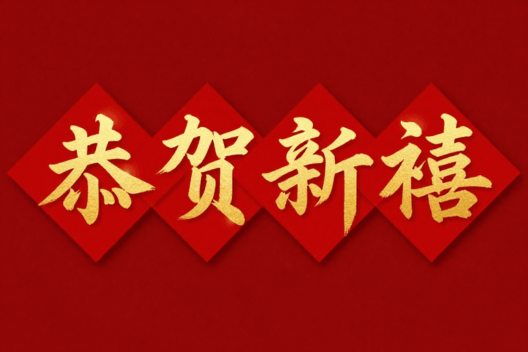 红色背景素材：传统春节红色背景金色书法'恭贺新禧'祝福海报