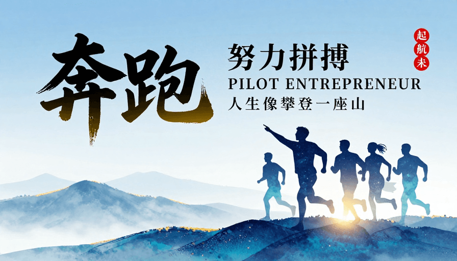 团队协作素材：水墨星空下的奔跑：奋进与希望的视觉交响