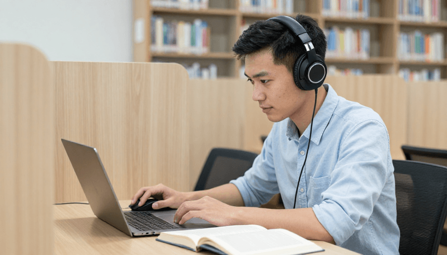 图书馆场景素材：专注学习时刻：冷调摄影展现青年学子
