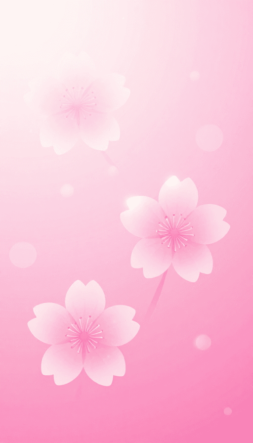 樱花元素素材：梦幻柔光樱花：粉玫渐变背景与轻盈花影