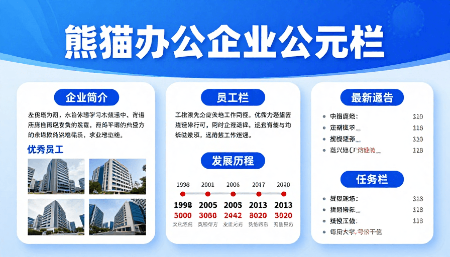 企业宣传素材：蓝调科技感企业宣传海报：熊猫办公公元栏