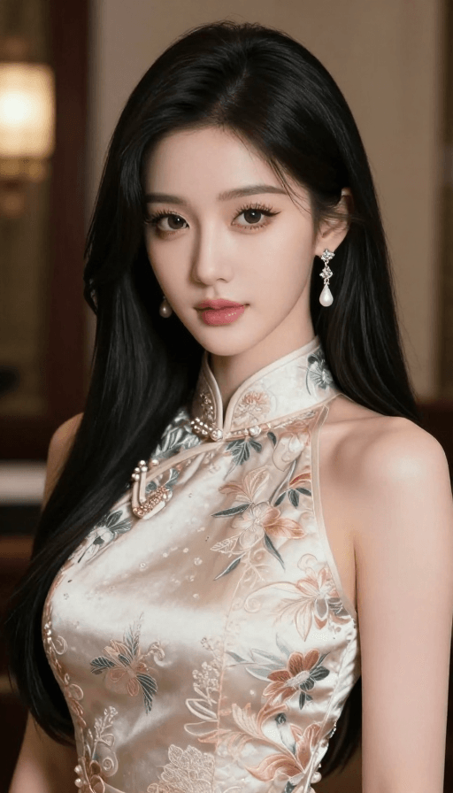 高端背景素材：绝美中式旗袍佳人特写：玉骨冰肌高定人像摄影