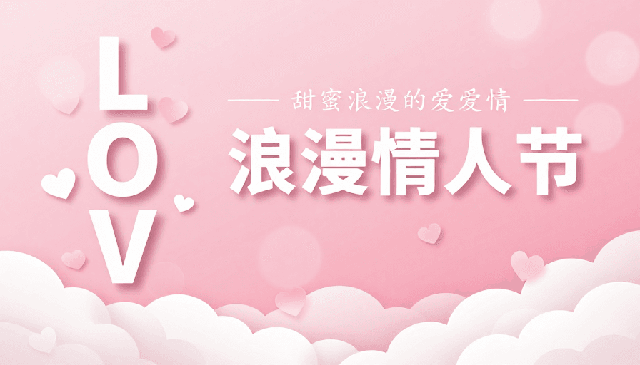 情人节素材：粉色梦幻情人节浪漫海报
