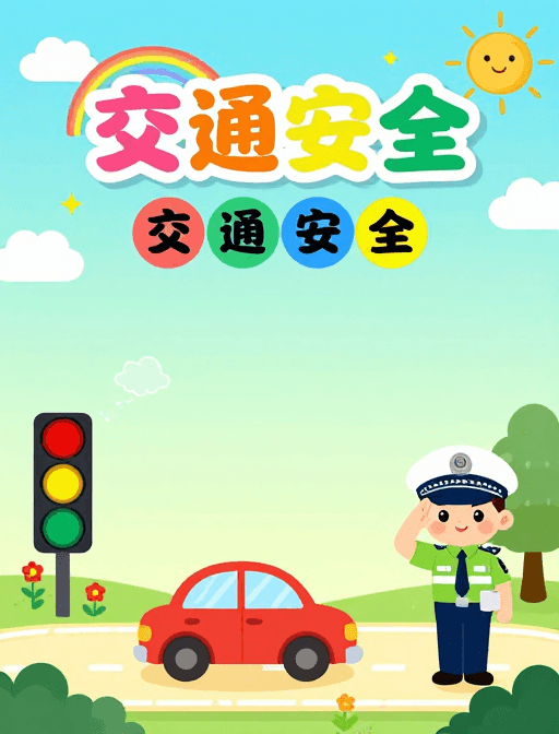 色彩丰富素材：童趣交通安全插画设计