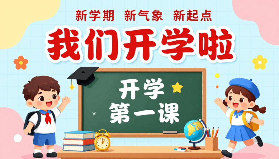 插画风格素材：童真启航：活力开学季海报设计