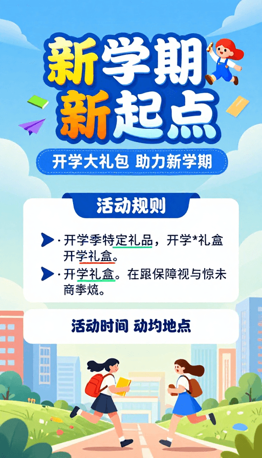 童趣插画素材：清新童趣插画：新学期新起点启程