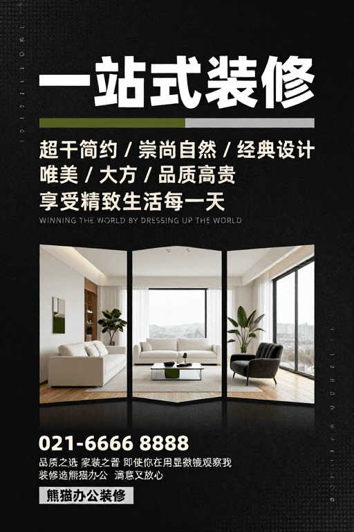 #现代极简风素材：高端一站式装修服务 打造简约奢华生活空间