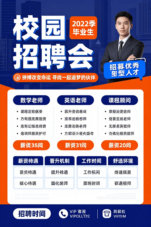 校园招聘素材：现代商务风校园招聘会专业海报