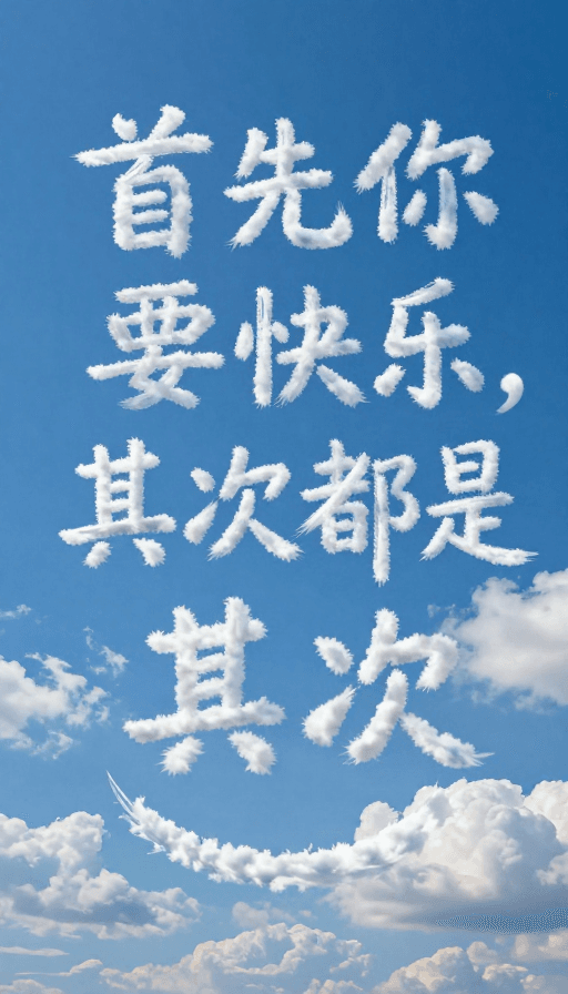 治愈心灵素材：蓝天云纹书法笑脸：自然奇观的治愈力