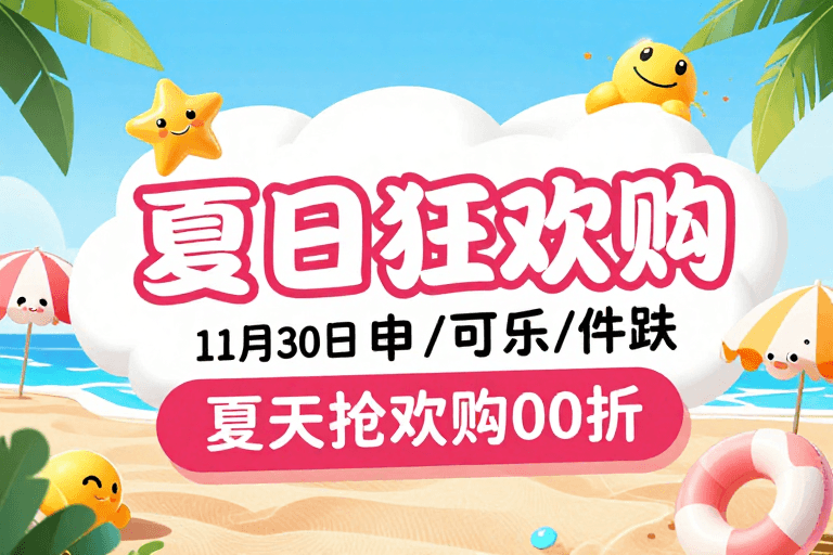 夏季营销素材：夏日狂欢购：清凉优惠，欢乐不停歇！