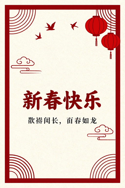 中式风格素材：红色中式春节海报：传统韵味与现代设计的融合