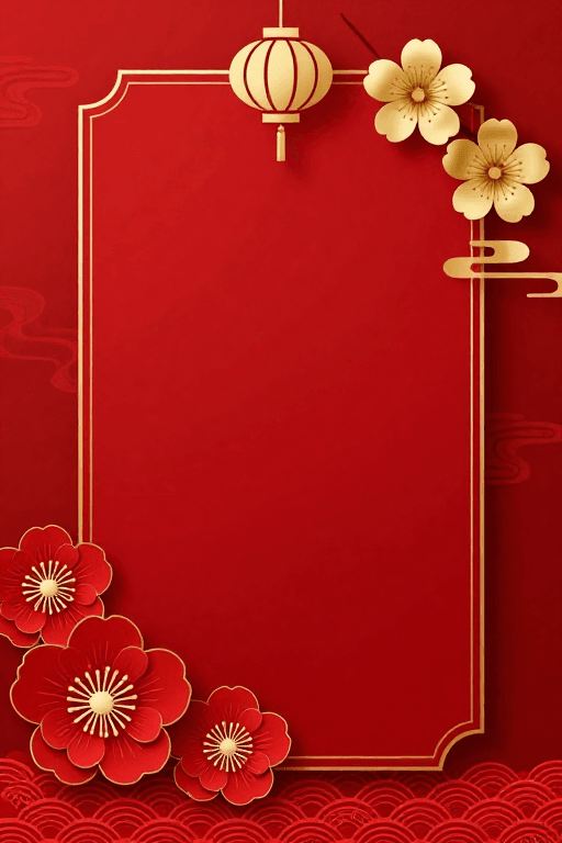 鎏金装饰素材：典雅红金中国风喜庆留白背景